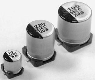 NIC Components-NSPE-TZ331M25V10X12.8NBYF Condensatore in alluminio polimerico Cap Aluminum Polymer Hybrid 330uF 25VDC 20%( 10 X 12.8mm) SMD 0.014 Ohm 2.89A 3000h 125°C Automotive AEC-Q200