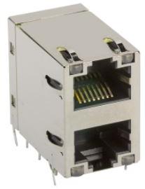 Bel Fuse-0895-2C1R-GK Connettore telefono e telecomunicazione Conn RJ-45 F 16 POS 1.27mm Solder RA Thru-Hole 32 Terminal 2 Port MagJack® Tray