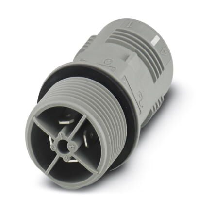 PHOENIX CONTACT-1424010 Steckverbinder, rund Panel feed-through, QUICKON connection, 690 V, 20 A, gray, Without QUICKON nut, assembly thread: M25, Slip-on connection, 2.5 mm