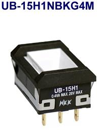 NKK Switches-UB-15H1NBKG4M Switch Push Button Switch Push Button ON (ON) SPDT Rectangular Button 28VAC 28VDC 0.4VA Momentary Panel Mount Solder Lug