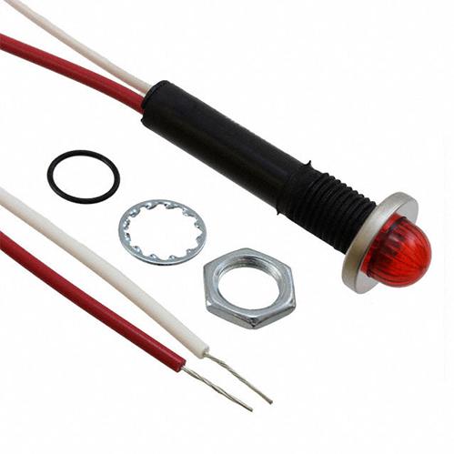 Visual Communications-6091M1-12V Panel Mount Indicators Panel Mount Indicator Round 0.380" LED 12V Wire Red cURus