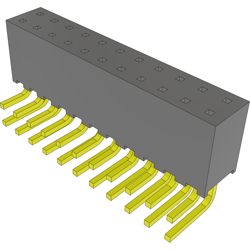 Samtec-SQT-111-01-L-D-RA Cabezales del conector y receptáculos PCB Conn Socket Strip SKT 22 POS 2mm Solder RA Side Entry Thru-Hole Tube