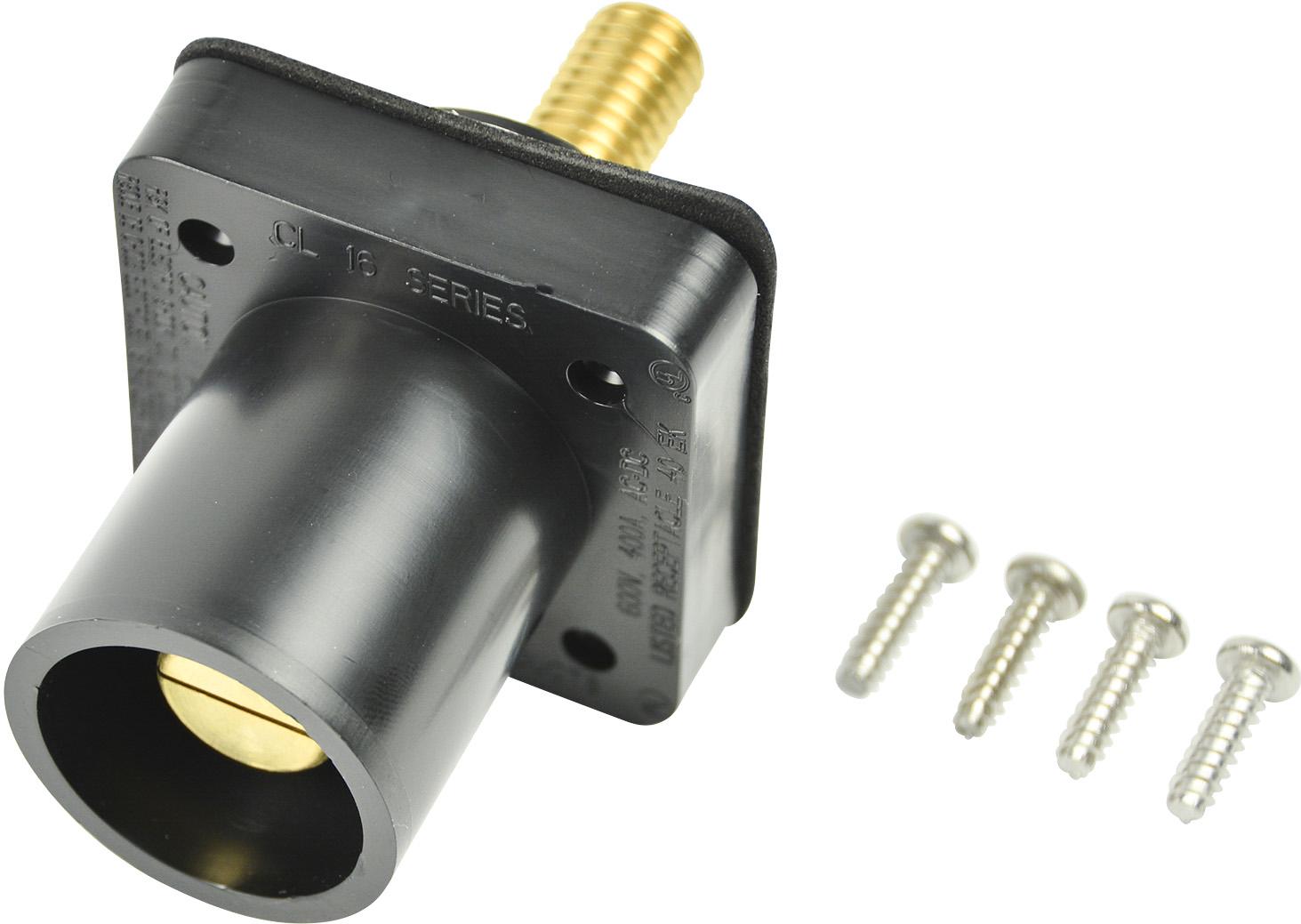 Marinco-CL40MRSB-A Steckverbinder CL Series Panel Mount Inlet (400A / 600V) 1.125 Threaded Stud Male - Black (A)