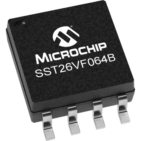 Microchip Technology-SST26VF064B-104I/SM Flash NOR Flash Serial (SPI, Dual SPI, Quad SPI) 2.5V/3V/3.3V 64M-bit 64M/32M/16M x 1/2-bit/4-bit 8ns 8-Pin SOIJ Tube