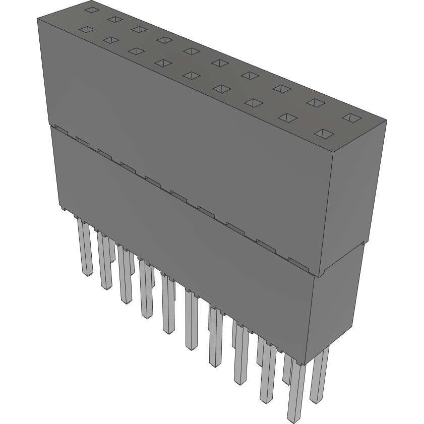 Samtec-ESQ-110-34-T-D-019 Cabezales del conector y receptáculos PCB Conn Elevated Socket SKT 20 POS 2.54mm Solder ST Top Entry Thru-Hole Tube
