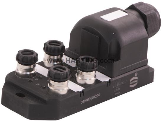 HARTING-090700002200 null Distribution Boxes, Connection Hood, With Green/Yellow Led, Connection Type M12