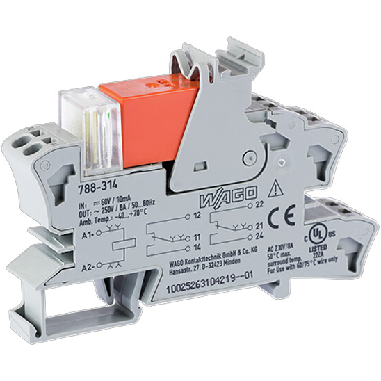 WAGO-788-314 Relevadores Otros Relay connector, fitted with miniature switching relay