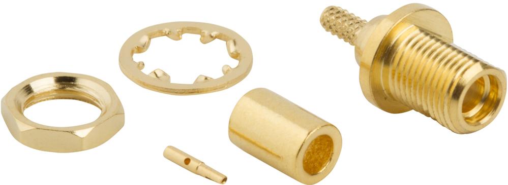 Amphenol RF-262120 RF-Steckverbinder Conn MMCX 0Hz to 6GHz 50Ohm Crimp ST Panel Mount F Gold