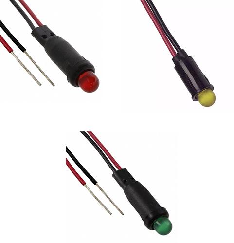 Visual Communications-L59D-R24-W Panel Mount Indicators Panel Mount Indicator Round 0.25" LED 24V Wire Red Diffused