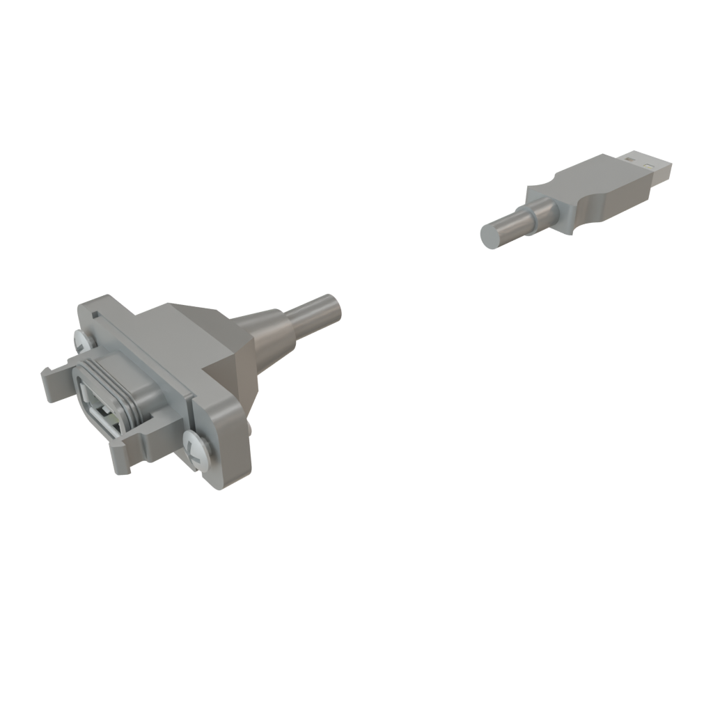 Samtec-RPCU-G-00.25-AMS-AM Cable Assembly USB Cable Assembly 0.25m USB Type A to USB Type A 4 to 4 POS PL-RCP Crimp-Crimp 20AWG/25AWG/28AWG AccliMate™