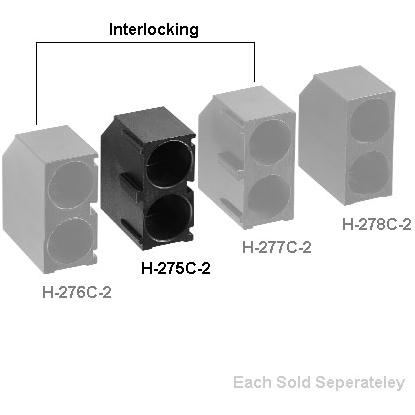 Bivar-H-275C-2 Lighting Accessories LED Holder, Right Angle, 5mm LED, 2 Level, 0.130in. / 0.380in. Center Line, Interlocking, 2 Lead, Molded Nylon, Black