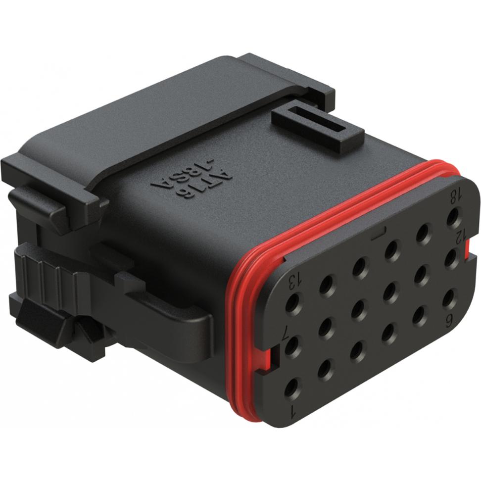 Amphenol-AT16-18SA-K004 Einzeladersteckverbinder, Gehäuse Conn Housing RCP 18 POS Crimp ST Cable Mount Black