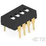 TE Connectivity-ADF0404 Switch DIP Switch DIP OFF ON SPST 4 Flush Slide 0.1A 24VDC PC Pins 2.54mm Thru-Hole Tube