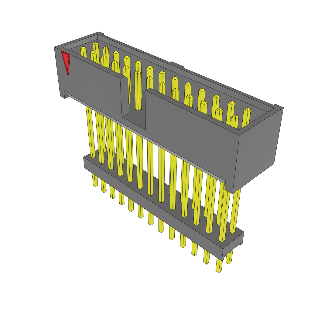 Samtec-ZSS-113-06-L-D-955 Cabezales del conector y receptáculos PCB Conn Elevated Shrouded Header HDR 26 POS 2.54mm Solder ST Top Entry Thru-Hole Layer