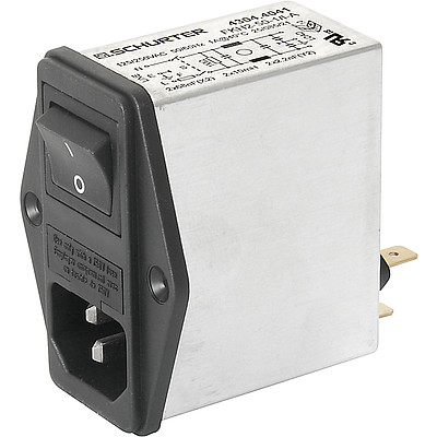 SCHURTER-4304.4024 Spannungsversorgungseingangsmodule Power Entry Module Filtered M 3 POS 250VAC 6A Fuse/Switch ST 1 Port