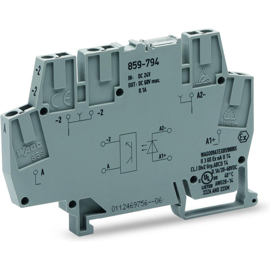 WAGO-859-794 晶体管和光伏输出光电耦合器 Optocoupler DC-IN 1-CH Transistor DC-OUT Box