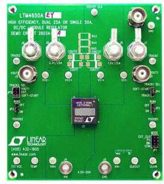 Analog Devices-DC2603A-A Energiemanagement, Entwicklungsplatinen und -kits LTM4650AEY Demo Board, Dual 25A or Single 50A DC/DC uModule Regulator