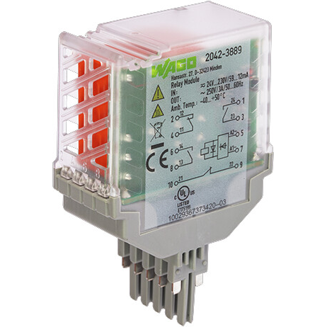 WAGO-2042-3889 Sonstige Relais Electromechanical Relay 230VDC 230VAC 3A DPST-NO/DPST-NC(25.9x52x59.3)mm Relay Module
