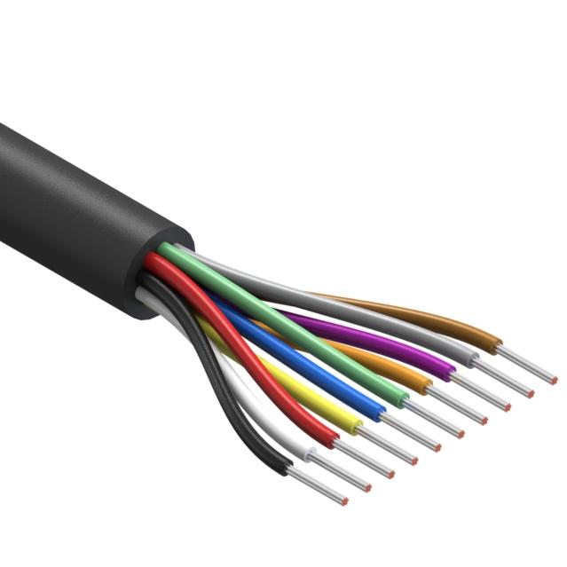 Tensility International-30-00531 Kabel, Mehrleiter Multi-Conductor Cable Polyvinyl Chloride 10Conductors 24AWG 6.7mm 300V Black Polyvinyl Chloride