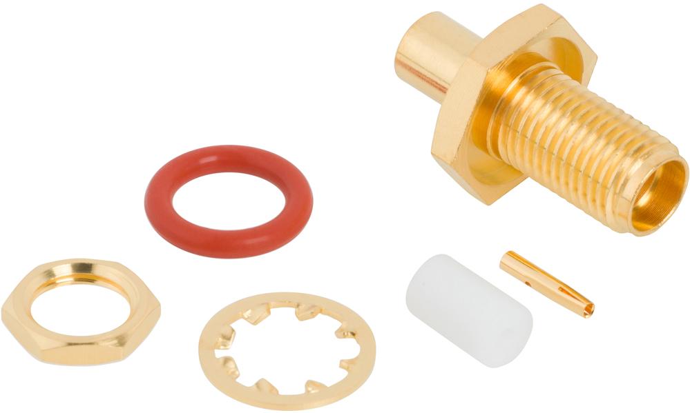Amphenol RF-132106 Conector RF Conn SMA 0Hz to 18GHz 50Ohm Solder ST Panel Mount RCP Gold