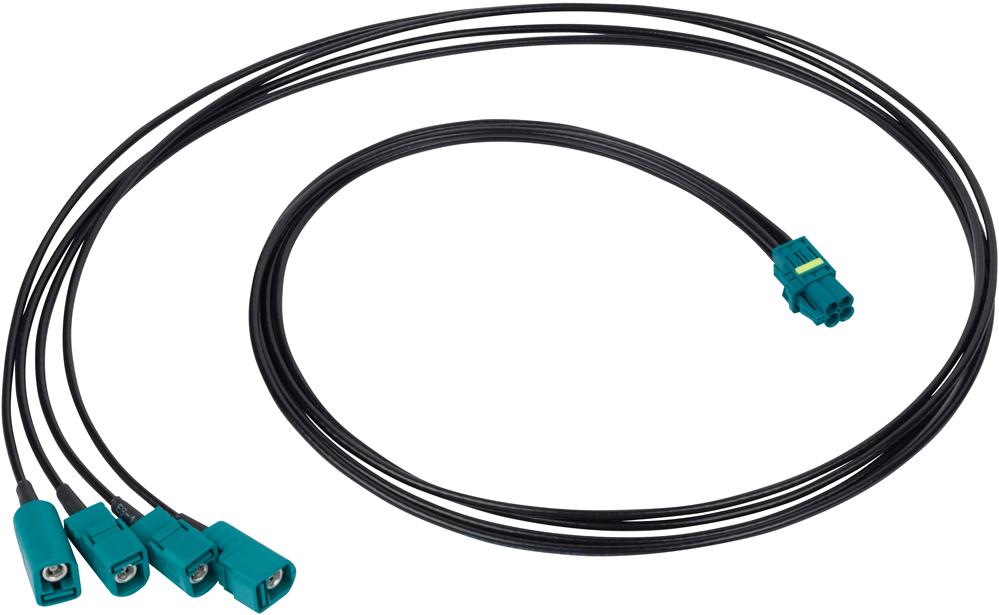 Amphenol RF-095-820-157M200 | AUTOMATE® Type A Mini-FAKRA to FAKRA IP67 2M Assemblaggio cavo coassiale IP67 AUTOMATE® Type A Mini-FAKRA Straight Jack Quad-Port to FAKRA Straight Jack on RG-174, 2 Meters