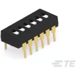 Switch DIP OFF ON SPST 6 Flush Slide 0.1A 24VDC PC Pins 2.54mm Thru-Hole Tube