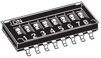 Omron-A6H-8102-PM(VNM) Switch DIP Switch DIP OFF ON SPST 8 Recessed Slide 0.025A 24VDC Gull Wing 1000Cycles 1.27mm SMD T/R