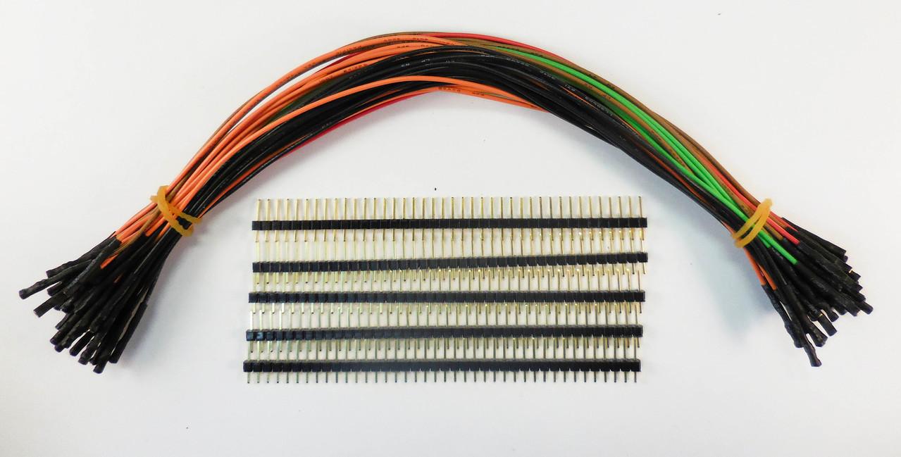 SchmartBoard-920-0193-50 Komponentensätze 10 of Each: Green, Red, Orange, Brown and Black 9" Female Jumpers and 200 Headers
