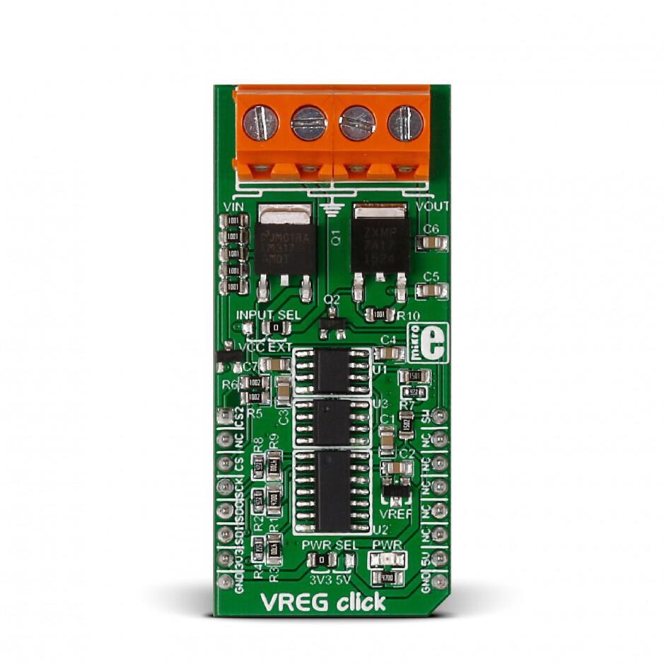 MikroElektronika-MIKROE-2443 Energiemanagement, Entwicklungsplatinen und -kits LM317 Linear Regulator Click Board