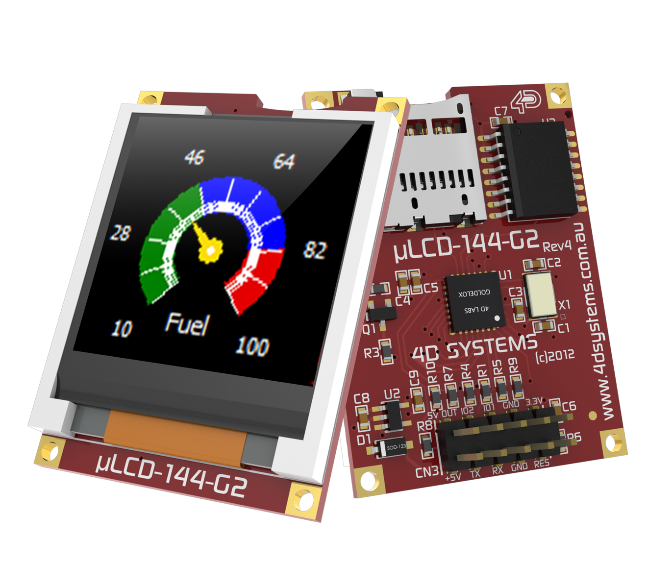 4D Systems-ULCD-144-G2 TFT 模块 1.44", 128x128 pixel, Intelligent TFT-LCD module with embedded Goldelox Processor