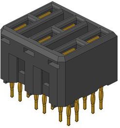 Amphenol Communications Solutions-10061290-554554PLF Steckverbinder, Mutterplatine AirMax Connectors, Solutions, , 2-Pair, 3 Column, 18-Position, Vertical Receptacle, Press-Fit