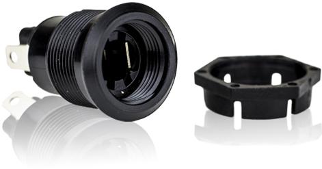 Visual Communications-2802 Lighting Accessories Panel Mount Indicator Round 0.81" Relampable Socket Black Bezel