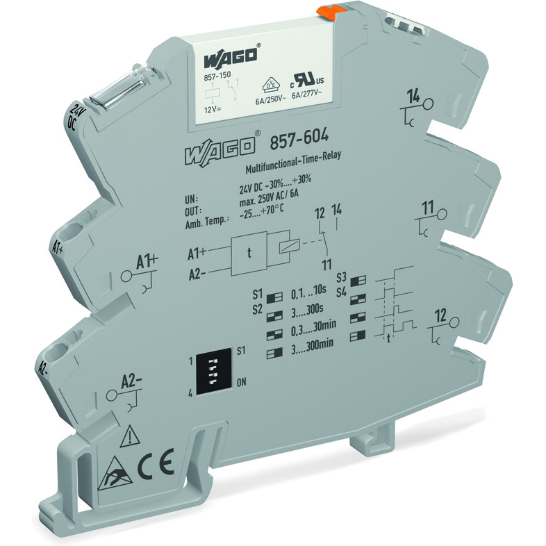 WAGO-857-604 Relè elettromeccanico Electromechanical Relay 24VDC 6A (6x81x94)mm DIN Rail Relay Module