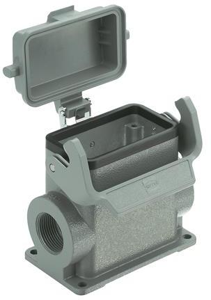 HARTING-19300100297 Schrumpfbalgenadapter Surface Mount Housing 90° 10B Shell Size Powder Die Cast Aluminum Single Lock Han®