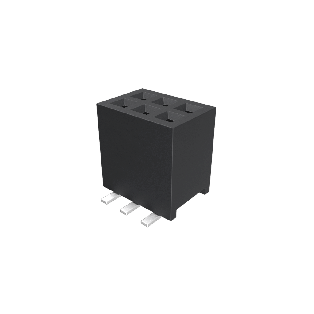 Amphenol Communications Solutions-20021321-00006C4LF Cabezales del conector y receptáculos PCB Minitek127®, Board to Board connectors, PCB mounted Receptacle, Vertical, Surface Mount, Double Row, 6 Positions, 1.27mm (0.05inch) pitch