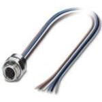 Sensor/actuator flush-type socket, 6-pos., M8, rear/screw mounting with M12 thread, with 0.5 m TPE litz wire, 6 x0.14 mm2