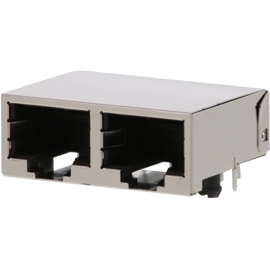 Molex-445600002 Telecomunicaciones y teléfono del conector Conn RJ-45 F 16 POS 1.27mm Solder RA Thru-Hole 16 Terminal 2 Port Cat 5e Tray