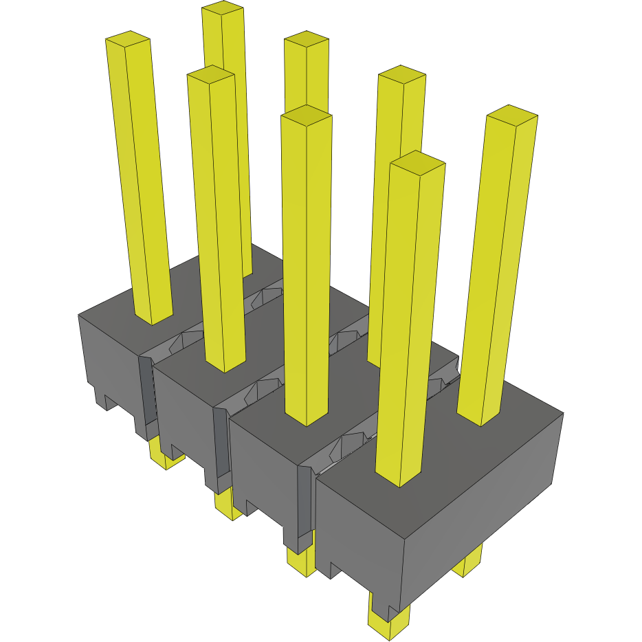 Samtec-MTSW-104-23-L-D-266 Cabezales del conector y receptáculos PCB Conn Unshrouded Header HDR 8 POS 2.54mm Solder ST Top Entry Thru-Hole Bulk