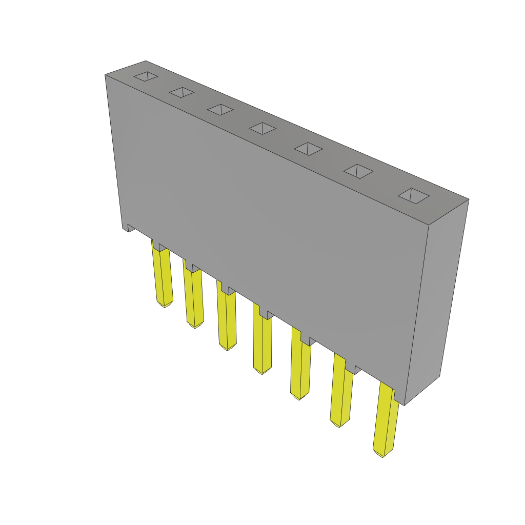 Samtec-SSQ-107-02-F-S Cabezales del conector y receptáculos PCB Conn Socket Strip SKT 7 POS 2.54mm Solder ST Top Entry Thru-Hole Bulk