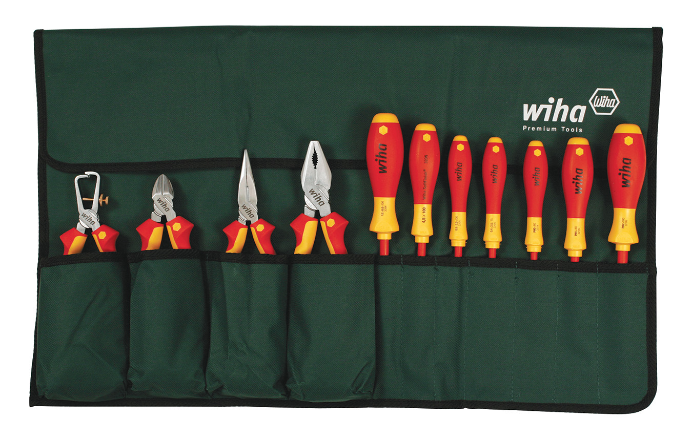 Wiha Tools USA-32888 Tools Other Insulated 11 Piece Pliers, Cutters Screwdrivers in roll up canvas pouch