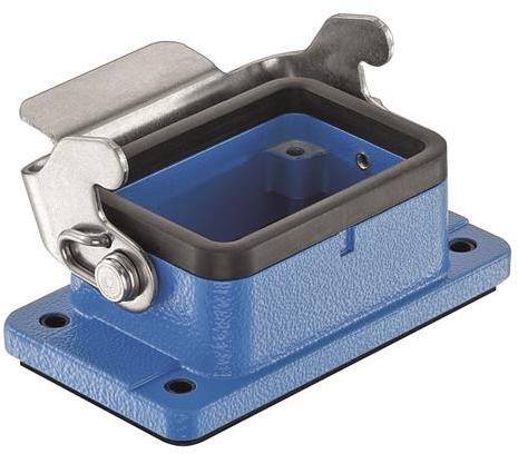 HARTING-09360061301 抽缩起动适配器 Bulkhead Mount Housing 180° 6B Shell Size Powder Zinc Die Cast Single Lock
