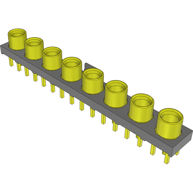 Samtec-GRF1-J-P-08-E-ST-TH1 Connector RF Conn RF System 0Hz to 6GHz 50Ohm Solder ST Thru-Hole F Gold Over Nickel Tube