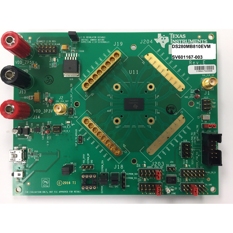 Texas Instruments-DS280MB810EVM 射频/无线开发板和套件 Ds280Mb810 28 Gbps 8 Channel Linear Repeater With Crosspoint Evaluation Module