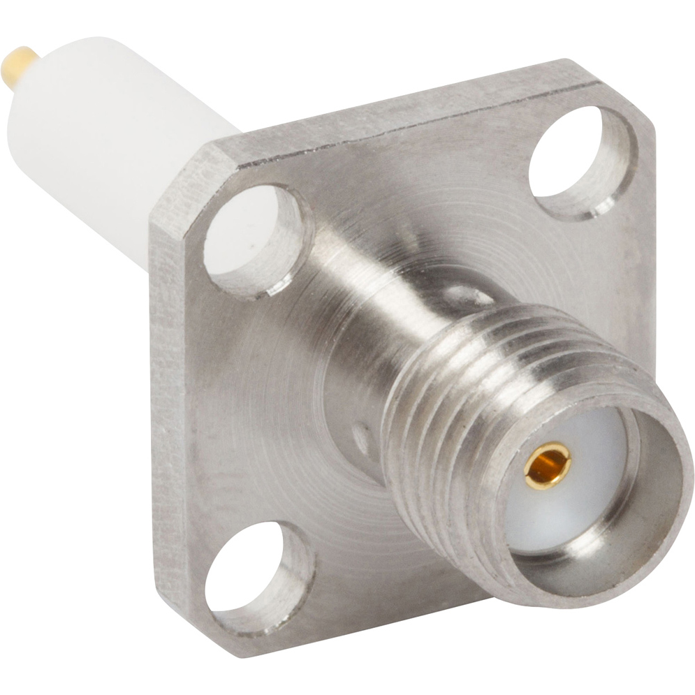 Amphenol RF-901-2PF705590AM RF-Steckverbinder Conn SMA 0Hz to 18GHz 50Ohm Solder ST Flange Mount RCP Gold Single