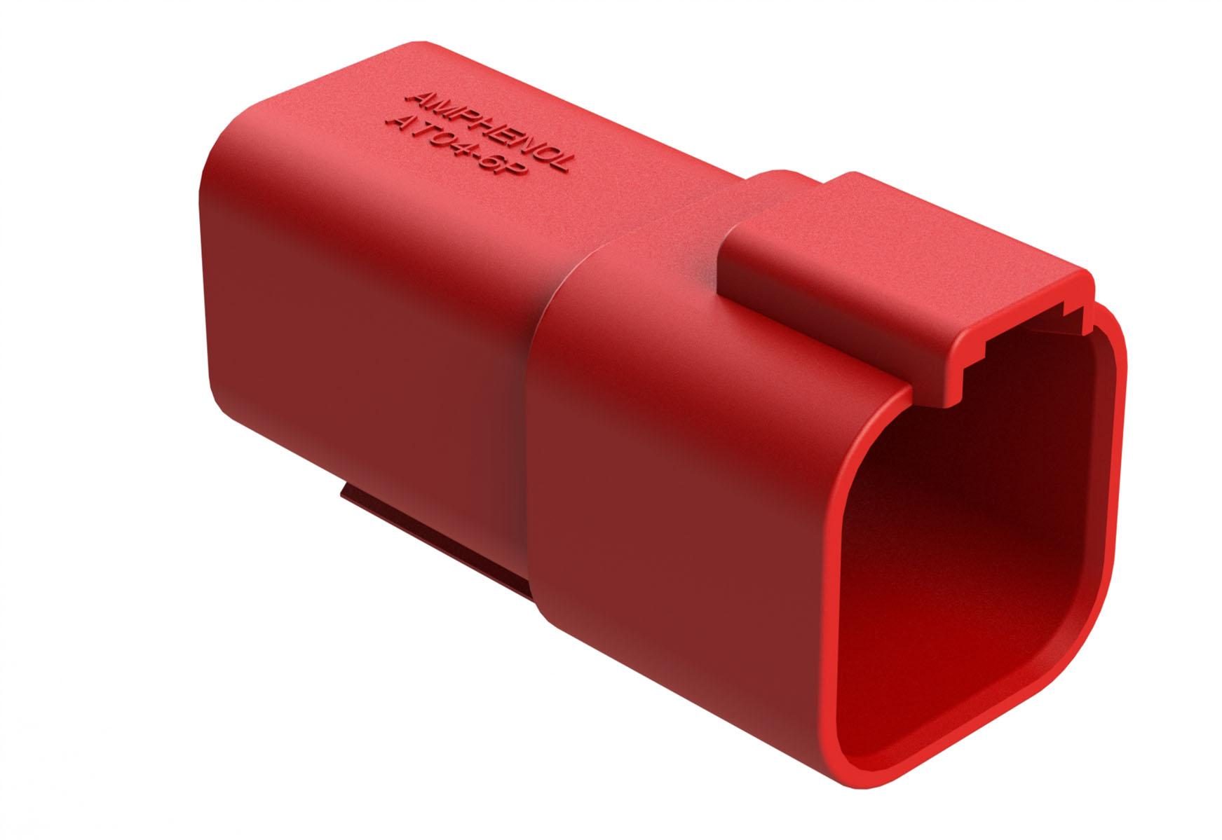 Amphenol-AT04-6P-RED Einzeladersteckverbinder, Gehäuse Conn Housing RCP 6 POS Crimp ST Cable Mount Red Box