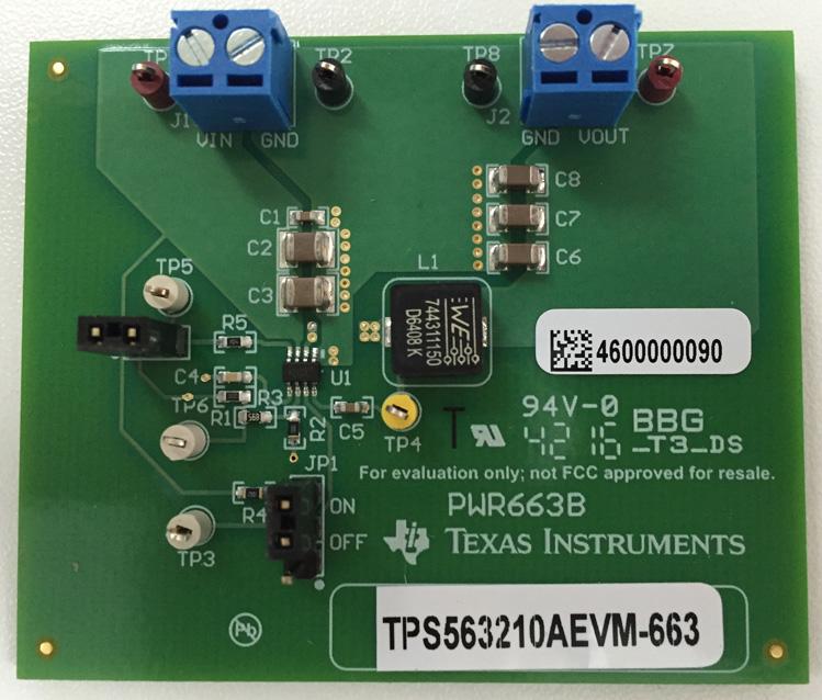 Texas Instruments-TPS563210AEVM-663 Cartes et kits de développement de gestion de la puissance TPS563210A DC to DC Converter and Switching Regulator Chip 1.05V Output Evaluation Board