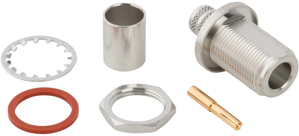 Amphenol RF-172220 Raccordement FR Conn Type N 0Hz to 11GHz 50Ohm Crimp ST Panel Mount F Gold