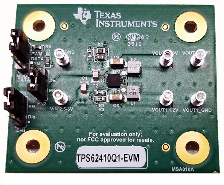 Texas Instruments-TPS62410Q1-EVM Cartes et kits de développement de gestion de la puissance TPS62410-Q1 DC to DC Converter and Switching Regulator Chip 1.2V/1.8V Output Evaluation Board Automotive AEC-Q100