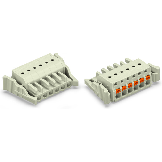 WAGO-2721-102/037-000 Steckverbinder, Klemmenblöcke 1-Conductor Female Plug, 100% protected against mismating, Push-button, Locking lever, 2.5 mm2, Pin spacing 5 mm, 2-pole