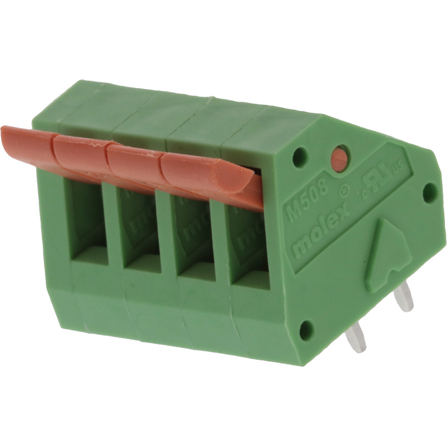 Molex-397000104 Connector Terminal Blocks Conn Spring Terminal Block 4 POS 5.08mm Solder Thru-Hole 18A/Contact Eurostyle™